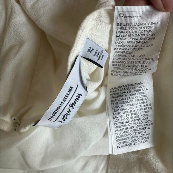 & Other Stories Cut-Out Waist Short Sleeve Mini Dress in White Size 6 US - Picture 7 of 7